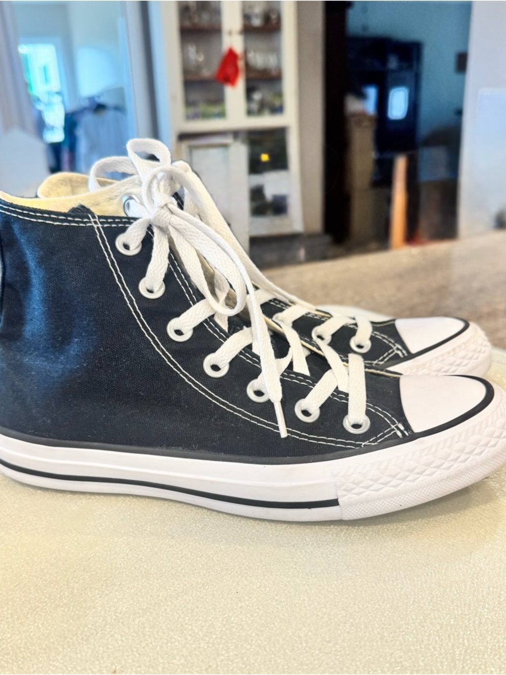 Ladies Converse Chuck Taylor Black & White High-Top Sneakers - Picture 3 of 7